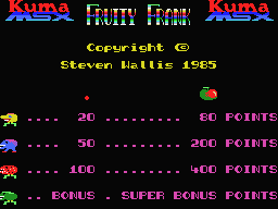 Fruity Frank screenshot 4 for MSX